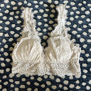 Aerie Cream Lace Longline Bralette